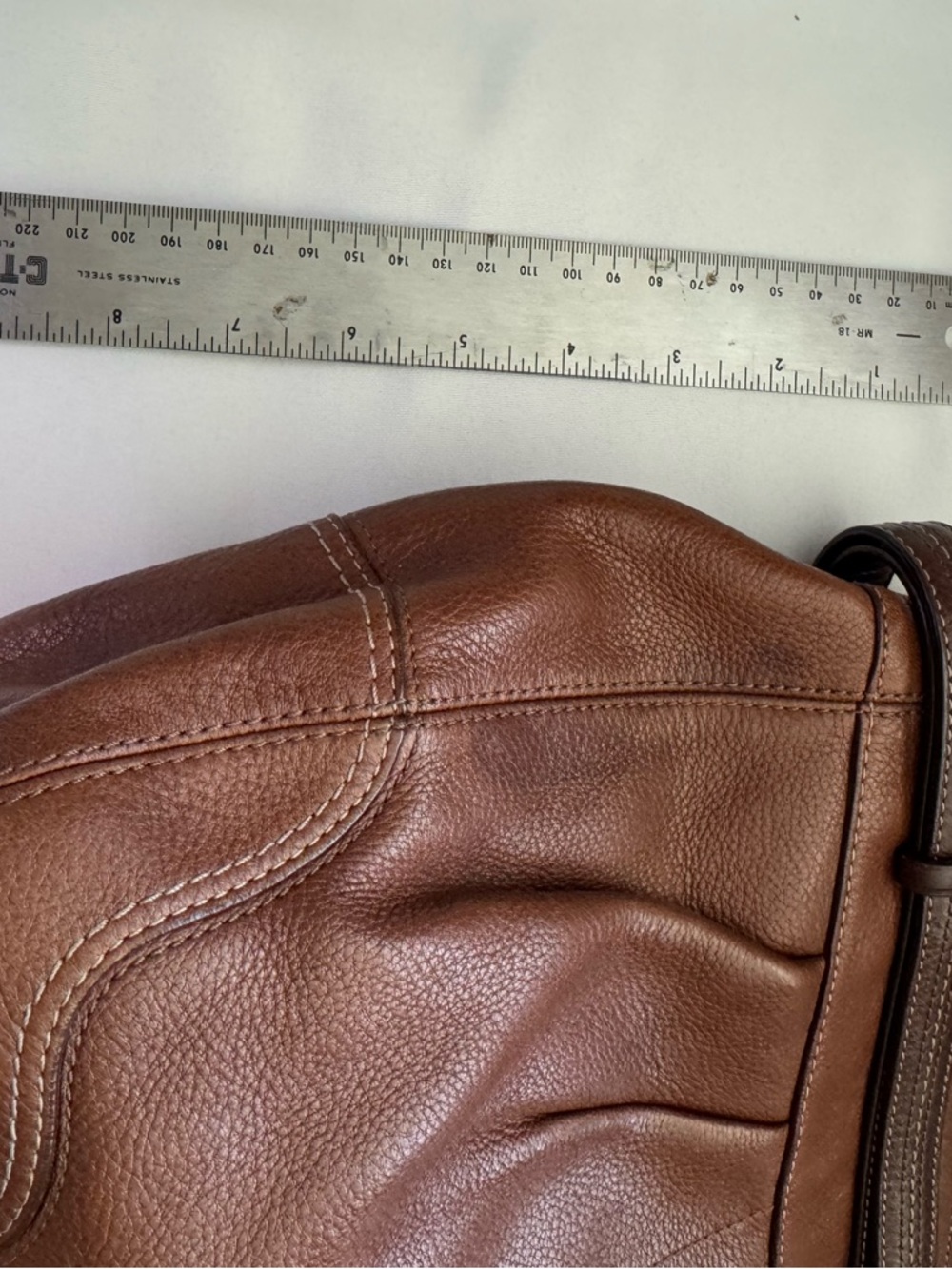 Coach Brown Pebble Leather Satchel with Brass Accents - Picture 3 of 5